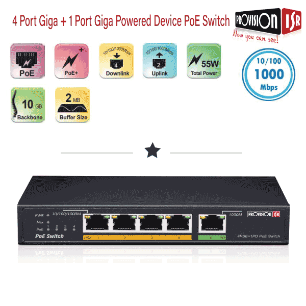 מתג סוויץ PoE 4+1 Provision-ISR