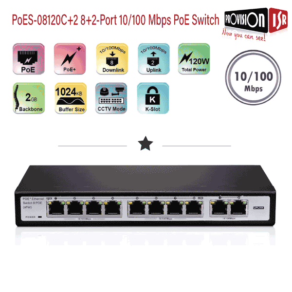 מתג סוויץ PoE 8+2 Provision-ISR PoES-08120C+2I