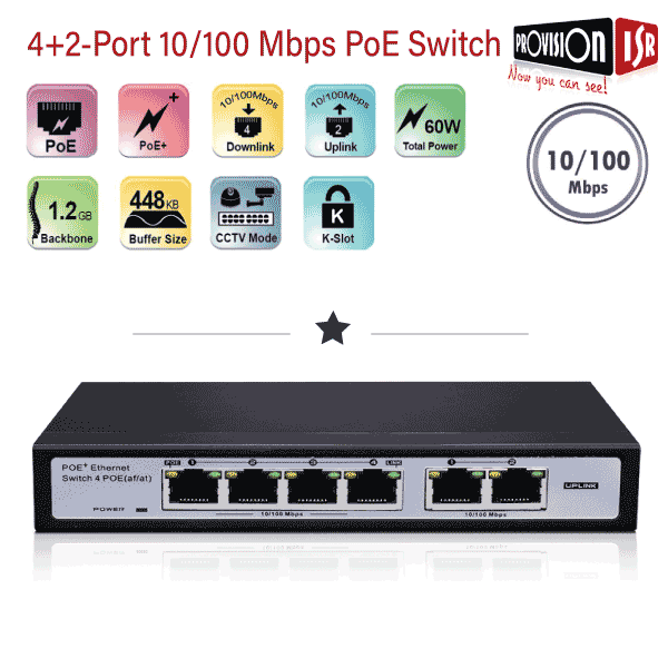 מתג סוויץ PoE 4+2 Provision-ISR PoES-0460C+2I
