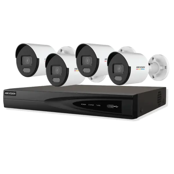 קיט 4 מצלמות IP בצבע מלא DS-7604NI-K1/4P 8MP