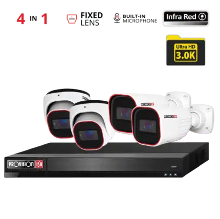 קיט 4 מצלמות ברזולוציה 3K PROVISION ISR