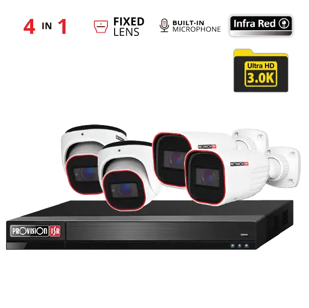 קיט 4 מצלמות ברזולוציה 3K PROVISION ISR
